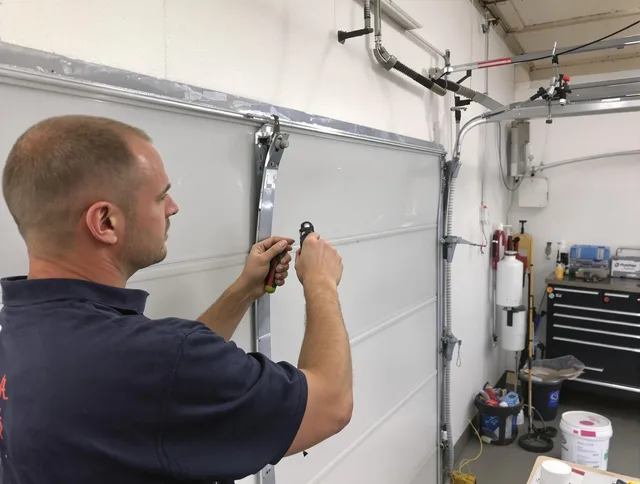 Before and after garage door dent repair by Alafaya Garage Door Repair in Alafaya