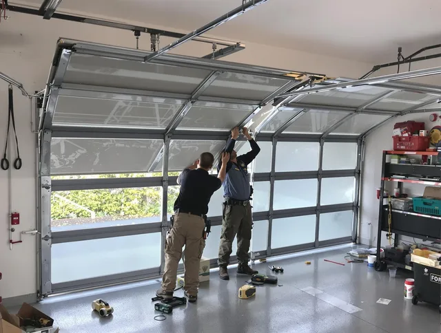 Alafaya Garage Door Repair expert performing precise panel replacement on Alafaya garage door